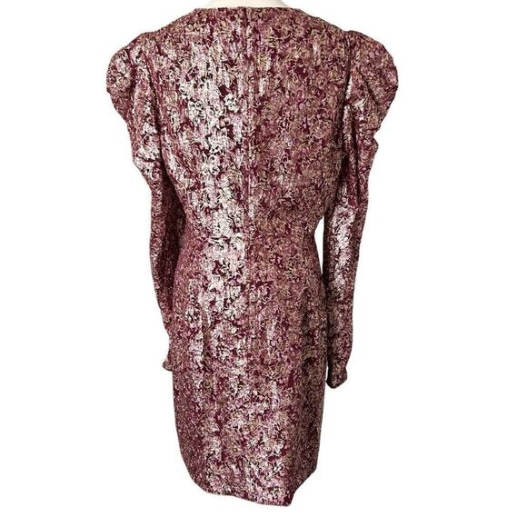 NEW Jonathan Simkhai Silk Metallic Bubble Sleeve Dress Sienna Bubble Gum Size 8 - Picture 4 of 6